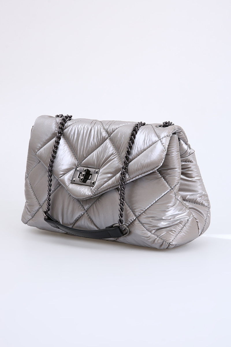 Quilted Twist Lock Flap Chain Bag