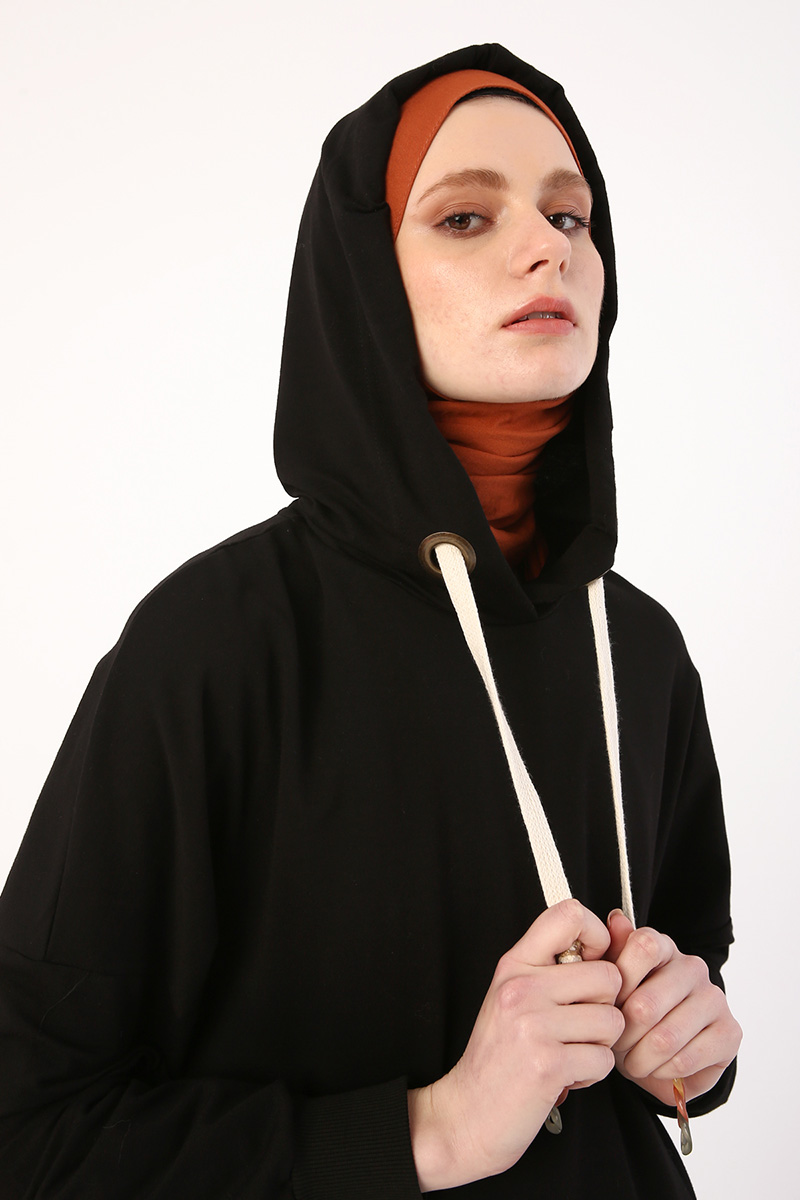 Chain Drawcord Detail Hooded Tunic
