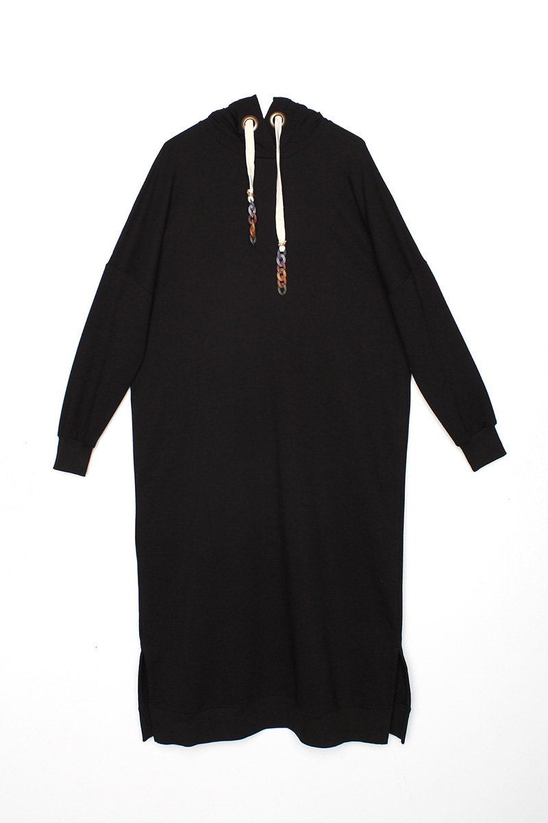 Chain Drawcord Detail Hooded Tunic