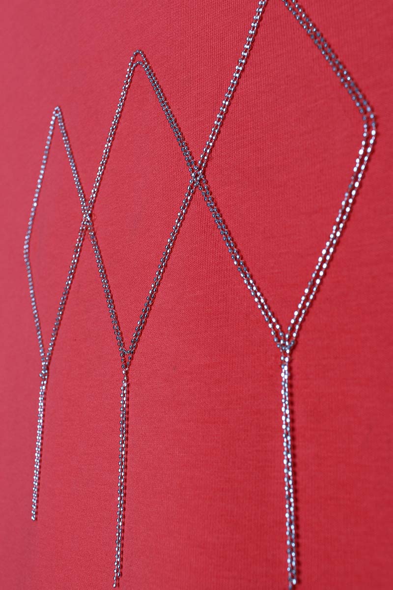 Chain Embroidered Raglan Sleeve Tunic