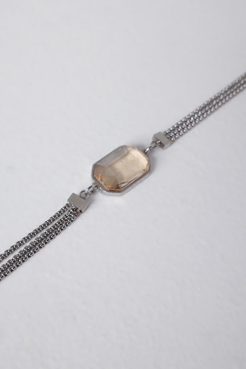 Baguette Steel Bracelet With Chain